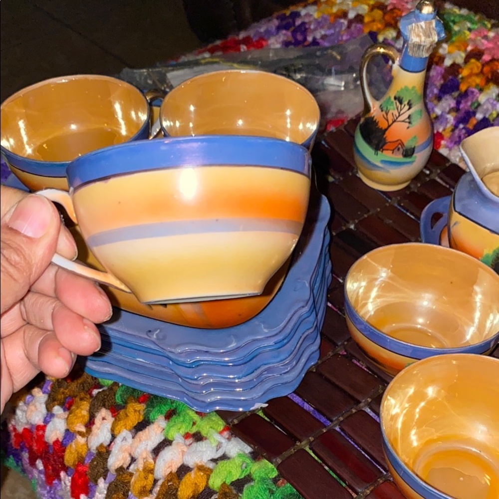 BX46 Vintage 23pc Unique TT Takito Japan Colorful Tea Set Hand painted - Picture 10 of 13